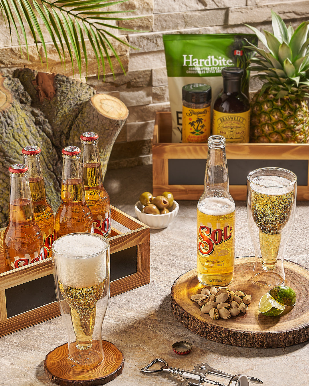 Beer club pairing box with craft beer and gourmet snacks