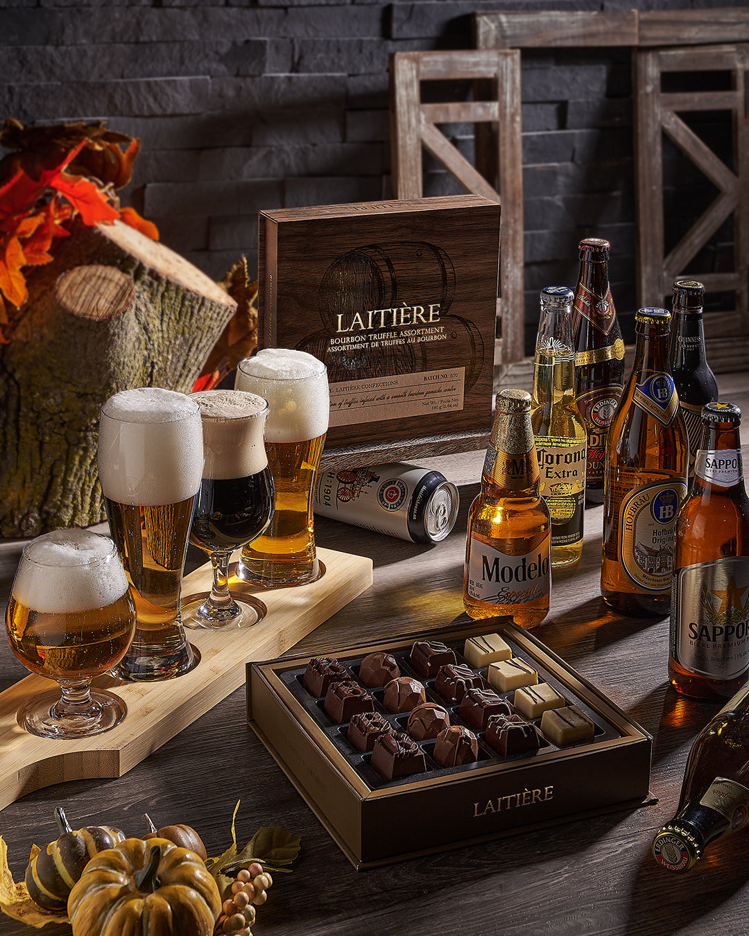 Craft beer paired with gourmet snacks for tasting